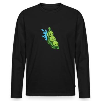 Doux Bohême Haricots Pois Mignon soja - T-shirt manches longues Premium bio Homme - noir - Devant - Nico (187cm)