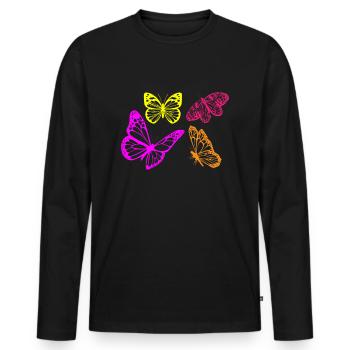 Papillons papillons - T-shirt manches longues Premium bio Homme - noir - Devant - Nico (187cm)