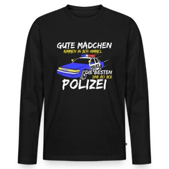 Die Besten Mädchen Sind Bei Der Polizei Polzistin - Männer Premium Bio Langarmshirt - Schwarz - Vorne - Nico (187cm)