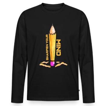 Schärfe Deinen Verstand - Männer Premium Bio Langarmshirt - Schwarz - Vorne - Nico (187cm)