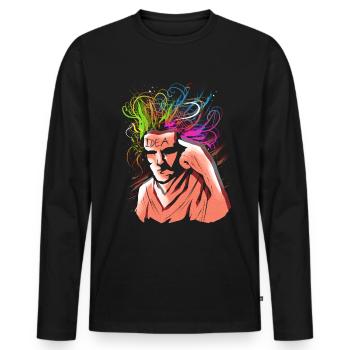 Ideen Und Gedanken - Männer Premium Bio Langarmshirt - Schwarz - Vorne - Nico (187cm)