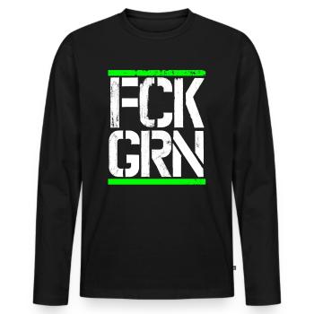 FCK GRN Gegen Grüne Diesel Fahrverbote Anti Grün - Männer Premium Bio Langarmshirt - Schwarz - Vorne - Nico (187cm)