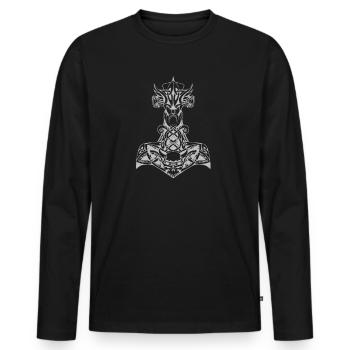 Cadeau de mythologie nordique viking Thor Hammer - T-shirt manches longues Premium bio Homme - noir - Devant - Nico (187cm)