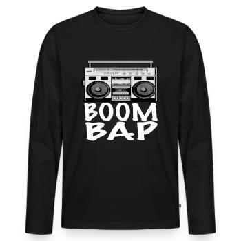 hip hop - Men's Premium Organic Long Sleeve Shirt - black - Front - Nico (187cm)