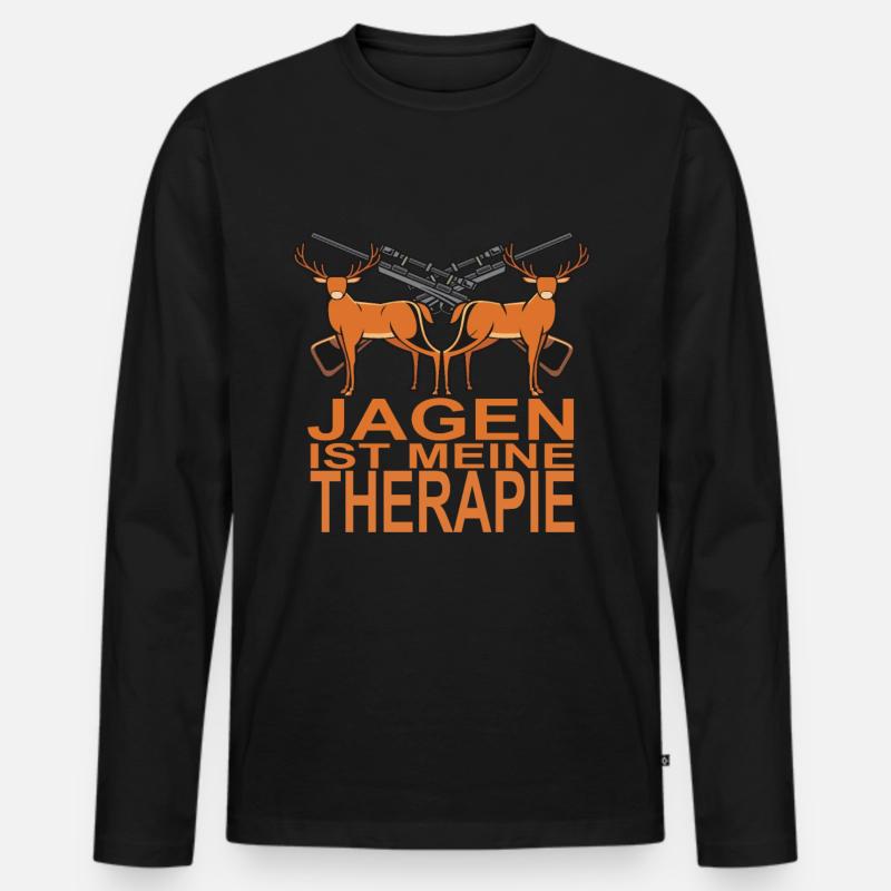 Jäger - Männer Premium Bio Langarmshirt - Schwarz