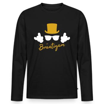 Bräutigam JGA Junggesellenabschied - Männer Premium Bio Langarmshirt - Schwarz - Vorne - Nico (187cm)