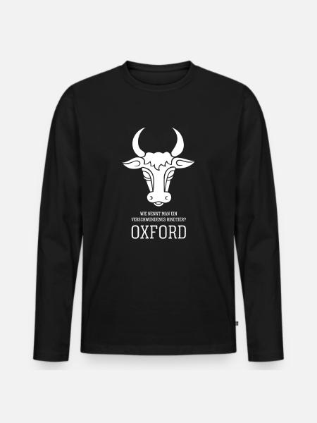 Oxford Flachwitz - Männer Premium Bio Langarmshirt - Schwarz