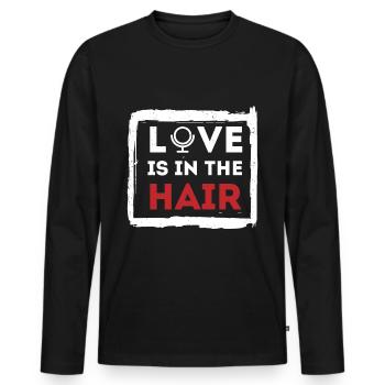 Salon de coiffure Salon de coiffure Salon de coiffure Coiffure Coiffure - T-shirt manches longues Premium bio Homme - noir - Devant - Nico (187cm)