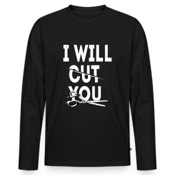 Salon de coiffure Salon de coiffure Salon de coiffure Coiffure Coiffure - T-shirt manches longues Premium bio Homme - noir - Devant - Nico (187cm)