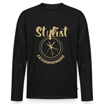 Salon de coiffure Salon de coiffure Salon de coiffure Coiffure Coiffure - T-shirt manches longues Premium bio Homme - noir - Devant - Nico (187cm)