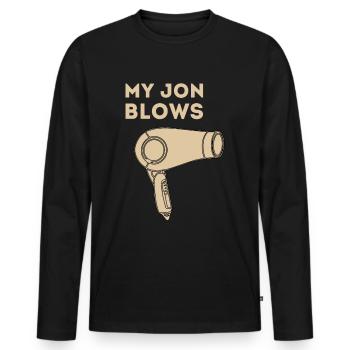 Salon de coiffure Salon de coiffure Salon de coiffure Coiffure Coiffure - T-shirt manches longues Premium bio Homme - noir - Devant - Nico (187cm)