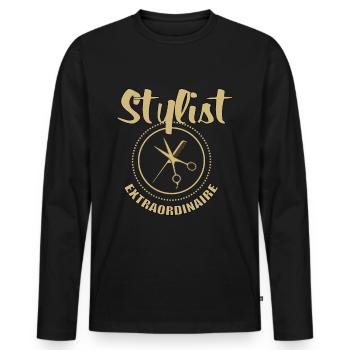 Salon de coiffure Salon de coiffure Salon de coiffure Coiffure Coiffure - T-shirt manches longues Premium bio Homme - noir - Devant - Nico (187cm)