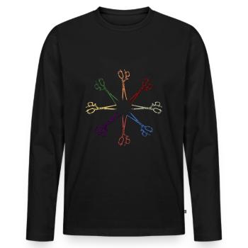 Salon de coiffure Salon de coiffure Salon de coiffure Coiffure Coiffure - T-shirt manches longues Premium bio Homme - noir - Devant - Nico (187cm)