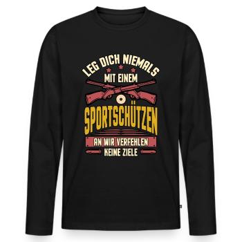 Leg Dich Nicht Mit Sportschützen An Sportschütze - Männer Premium Bio Langarmshirt - Schwarz - Vorne - Nico (187cm)