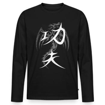 Kung Fu Drache Chinesische Schriftzeichen - Männer Premium Bio Langarmshirt - Schwarz - Vorne - Nico (187cm)
