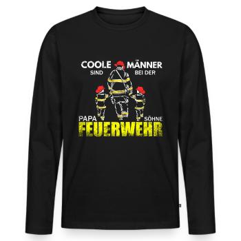 Cool Firefighters Vintage Fireman Father Retro - Men's Premium Organic Long Sleeve Shirt - black - Front - Nico (187cm)