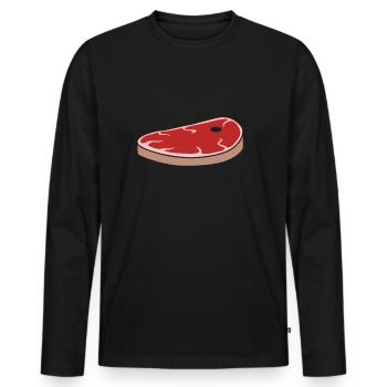 Steak Fleischbrocken Grillfleisch - Männer Premium Bio Langarmshirt - Schwarz - Vorne - Nico (187cm)