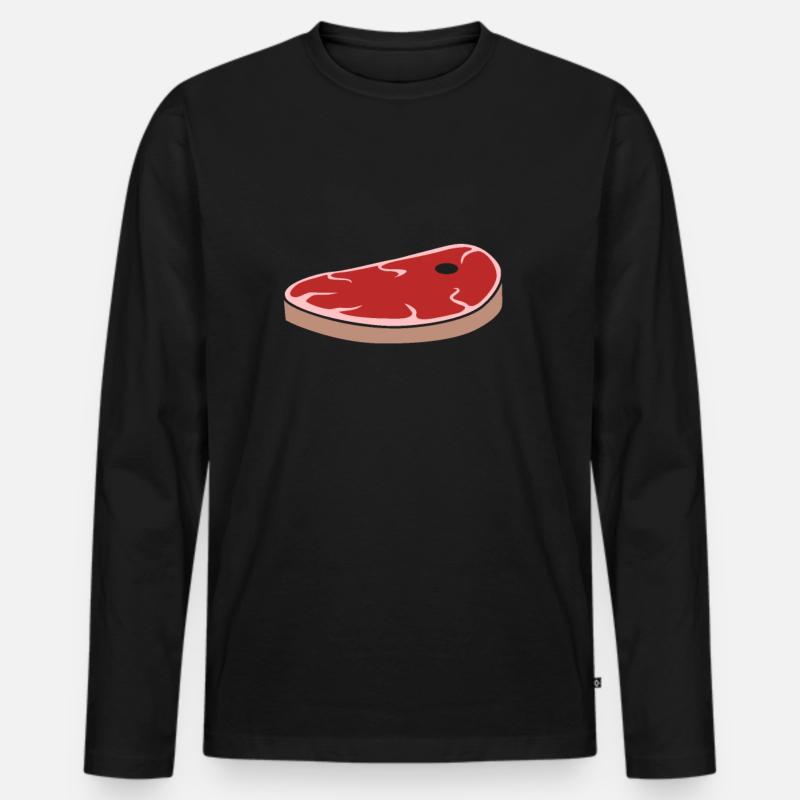 Steak Fleischbrocken Grillfleisch - Männer Premium Bio Langarmshirt - Schwarz