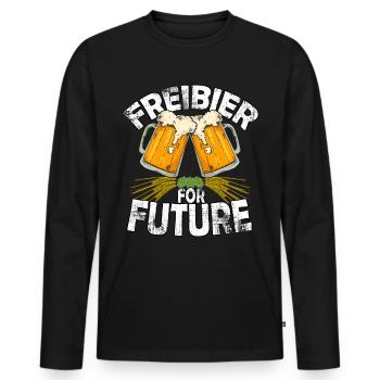 Fridays for Future Parodie / Freibier for future - Männer Premium Bio Langarmshirt - Schwarz - Vorne - Nico (187cm)