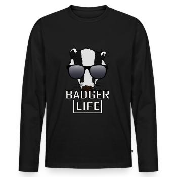 Miel Blaireau de miel Blaireau Forêt Sauvage - T-shirt manches longues Premium bio Homme - noir - Devant - Nico (187cm)