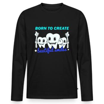 Dents Proverbe Dentiste Dentiste Dentiste - T-shirt manches longues Premium bio Homme - noir - Devant - Nico (187cm)