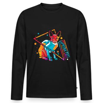 Sphynx Sphinx Chat Rétro - T-shirt manches longues Premium bio Homme - noir - Devant - Nico (187cm)