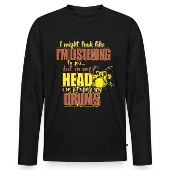 Instrument de batterie musicien cadeau cool - T-shirt manches longues Premium bio Homme - noir - Devant - Nico (187cm)