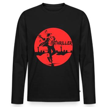 Thriller Cimetière Halloween déguisement polar - T-shirt manches longues Premium bio Homme - noir - Devant - Nico (187cm)
