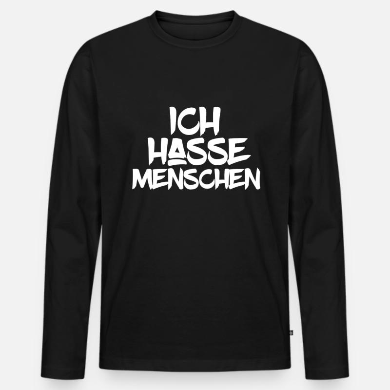 Ich hasse Menschen - Männer Premium Bio Langarmshirt - Schwarz