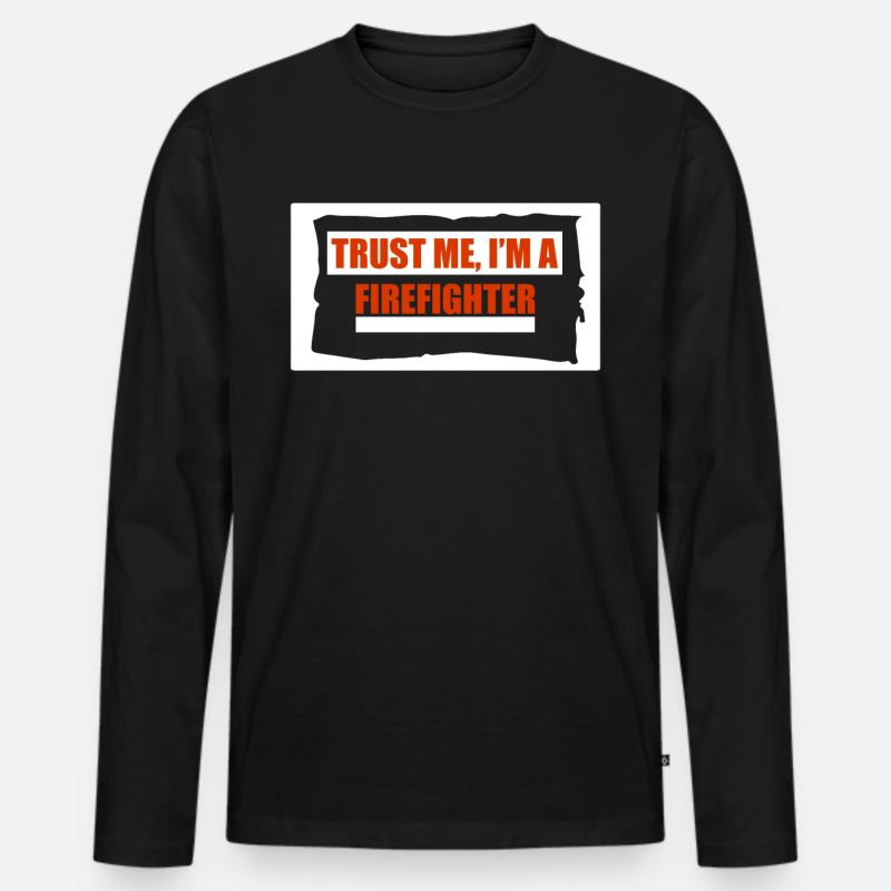 Feuerwehr Held - Männer Premium Bio Langarmshirt - Schwarz