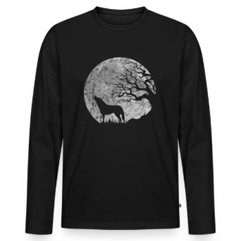 La pleine lune pleurant mystique loup-garou Fantasy - T-shirt manches longues Premium bio Homme - noir - Devant - Nico (187cm)