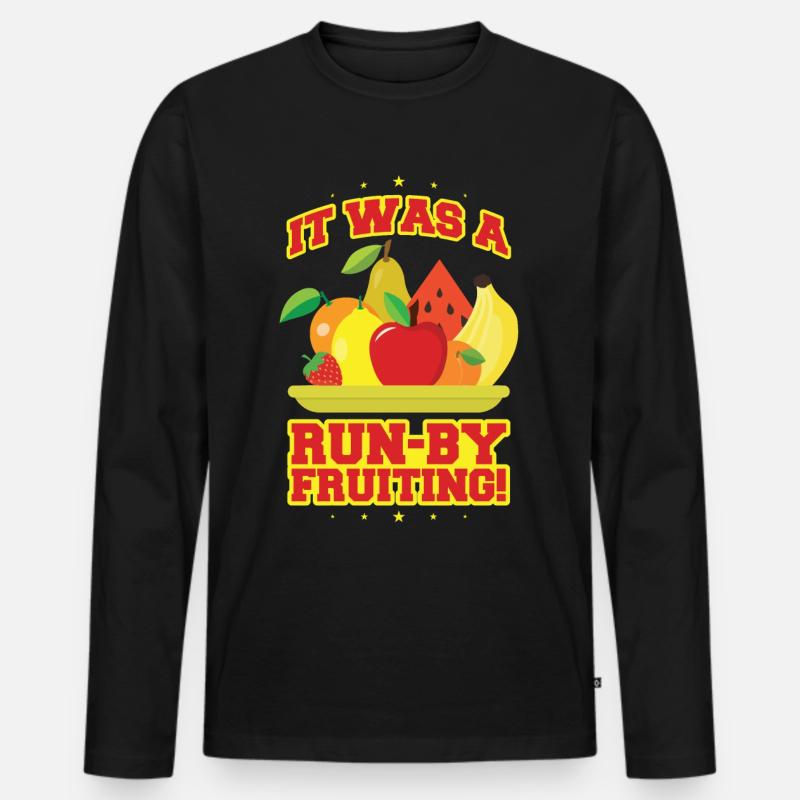 Run by fruiting - Männer Premium Bio Langarmshirt - Schwarz
