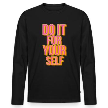 Mots de motivation - T-shirt manches longues Premium bio Homme - noir - Devant - Nico (187cm)