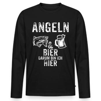 Angeln und Bier Angler Sportfischer Sportfischen - Männer Premium Bio Langarmshirt - Schwarz - Vorne - Nico (187cm)