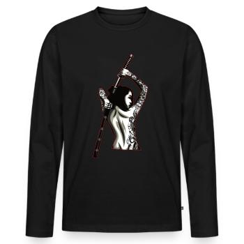 Japan Samurai Tattoo Girl Anime Sexy Geschenk - Männer Premium Bio Langarmshirt - Schwarz - Vorne - Nico (187cm)