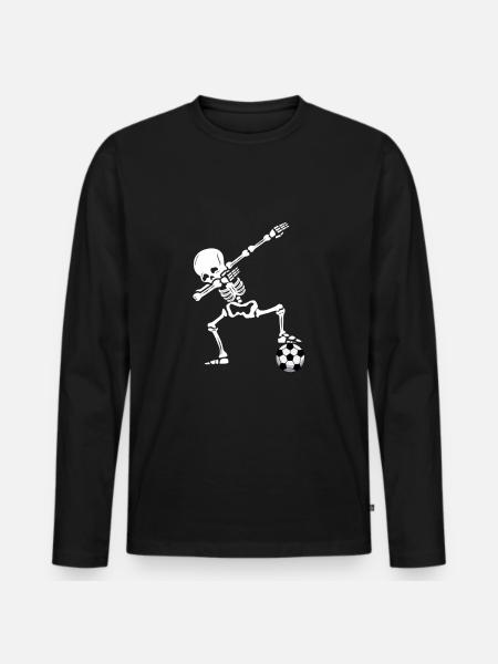 Skelett Fussball Fussballer Junge Kinder Geschenk - Männer Premium Bio Langarmshirt - Schwarz