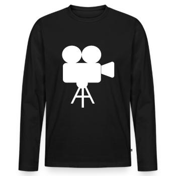 camera - Men's Premium Organic Long Sleeve Shirt - black - Front - Nico (187cm)