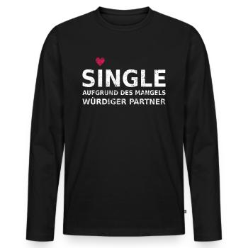 Single - Men's Premium Organic Long Sleeve Shirt - black - Front - Nico (187cm)