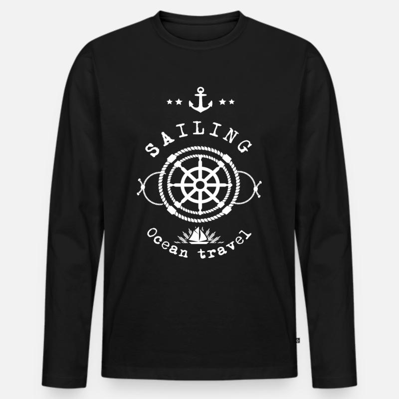 Segelschiff - Männer Premium Bio Langarmshirt - Schwarz