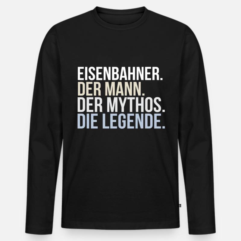 Eisenbahner - Männer Premium Bio Langarmshirt - Schwarz