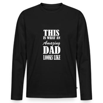 Father's Day Daddy Daddy Daddy Dad Dad Daddy - Men's Premium Organic Long Sleeve Shirt - black - Front - Nico (187cm)
