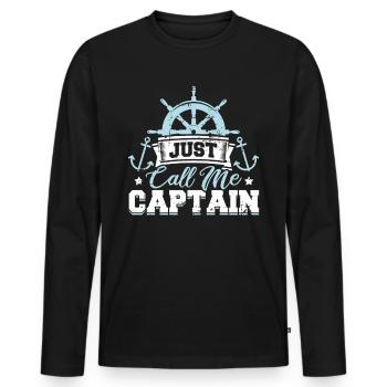 Appelez-moi simplement capitaine - T-shirt manches longues Premium bio Homme - noir - Devant - Nico (187cm)
