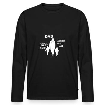 Father's Day Daddy Daddy Daddy Dad Dad Daddy - Men's Premium Organic Long Sleeve Shirt - black - Front - Nico (187cm)