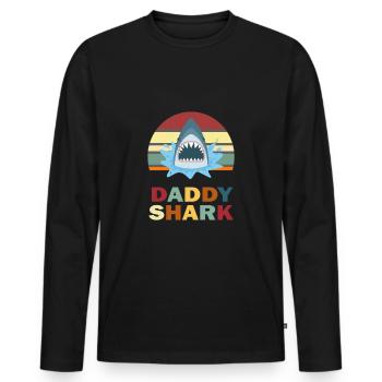 Father's Day Daddy Daddy Daddy Daddy Daddy Shark - Men's Premium Organic Long Sleeve Shirt - black - Front - Nico (187cm)