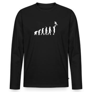 Papa Evolution Dad Father Development Paps - Men's Premium Organic Long Sleeve Shirt - black - Front - Nico (187cm)