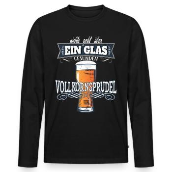 Ein Glas Gesunder Vollkornsprudel - Bier - Männer Premium Bio Langarmshirt - Schwarz - Vorne - Nico (187cm)