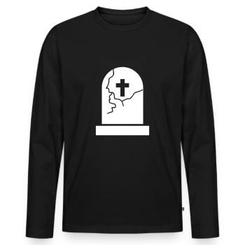 Tombeau cimetière tombe - T-shirt manches longues Premium bio Homme - noir - Devant - Nico (187cm)