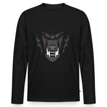 Werewolf Werewolf Head Werewolf Wolf Man - Men's Premium Organic Long Sleeve Shirt - black - Front - Nico (187cm)