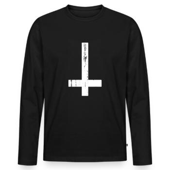 Inverted Cross Atheist Atheism Atheist Cross - Men's Premium Organic Long Sleeve Shirt - black - Front - Nico (187cm)