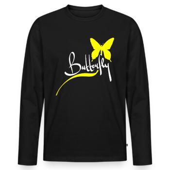 Schmetterling Tier Geschenk - Männer Premium Bio Langarmshirt - Schwarz - Vorne - Nico (187cm)